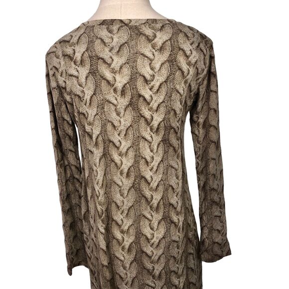 Samantha Sung Dress Brown Cable Knit Print Hand Painted Wool Silk Blend - Picture 8 of 8
